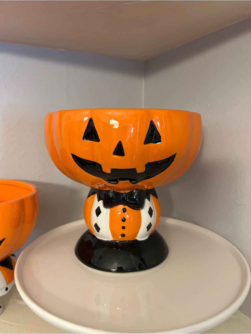 Halloween Pumpkin Candy Bowl - Orange Ceramic Unbranded